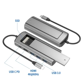 6-in-1 USB-C Hub with M.2 SSD Storage